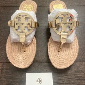 Tory Burch Gold Espadrille Sandals